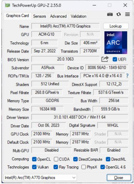 ASRock Arc A770 Phantom Gaming D 16GB OC显卡开箱评测（ati7770显卡）-第12张图片-装机笔记