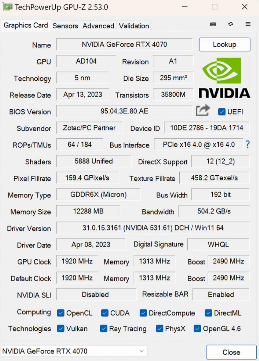 ZOTAC GAMING GeForce RTX4070 Twin Edge OC显卡开箱评测-第9张图片-装机笔记